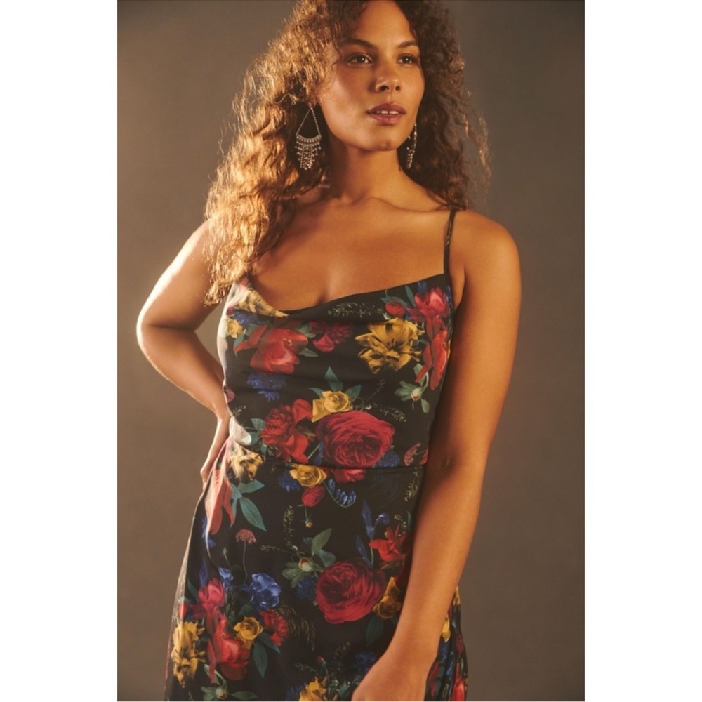 Anthropologie Hutch Floral Pleated Maxi Dress Black Red Size 18W NWT - Picture 4 of 11